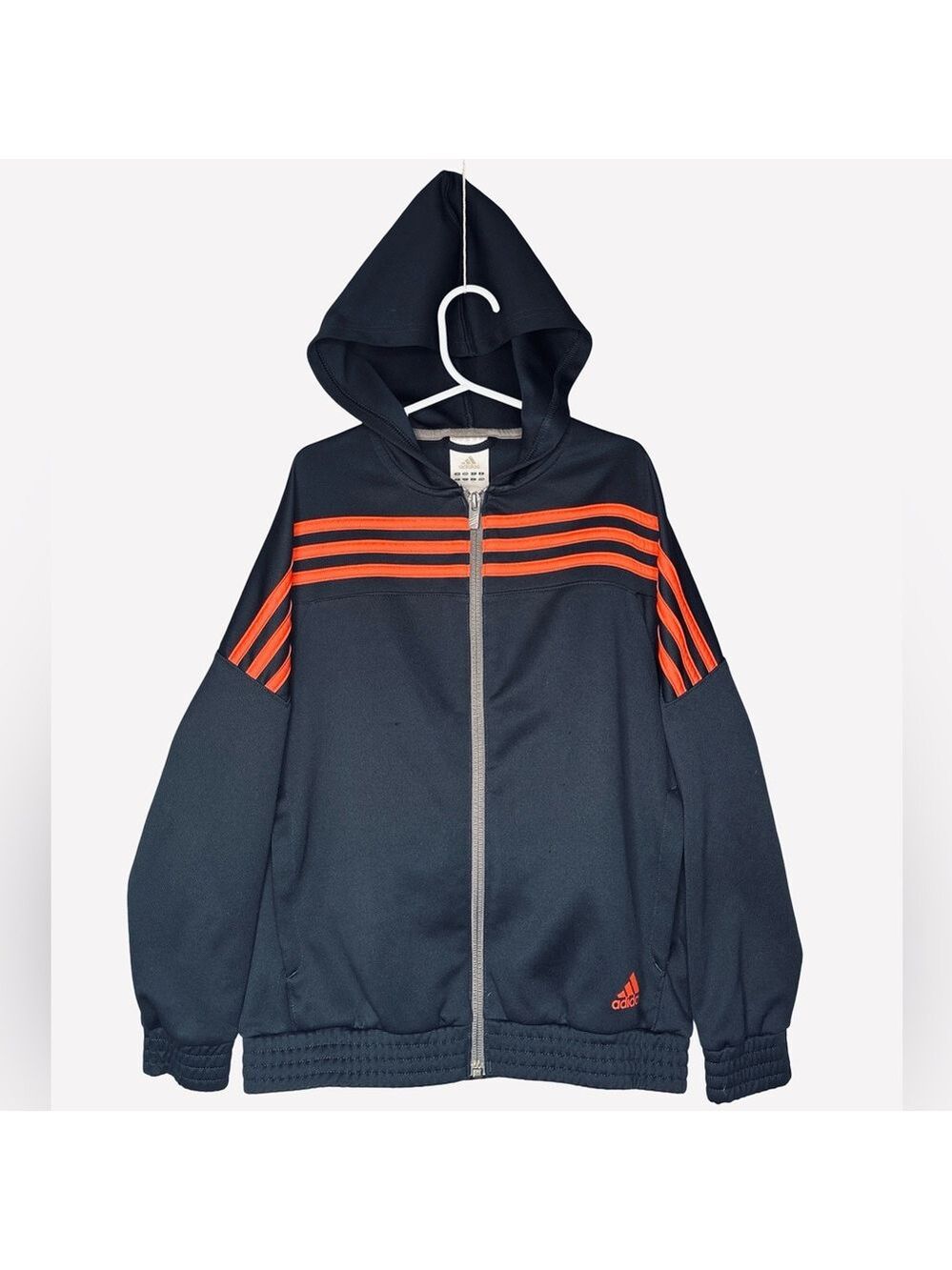Adidas Youth Track Jacket with Orange Stripes - Small (9-10)